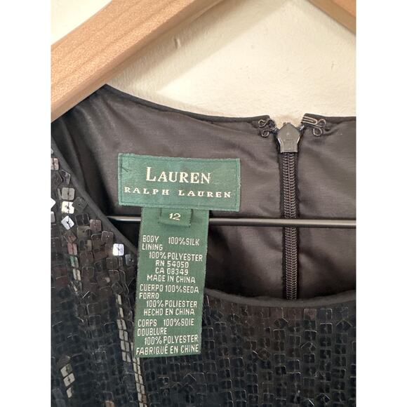 Vintage Ralph Lauren Silk & Sequin Cocktail Midi Dress - Picture 2 of 5